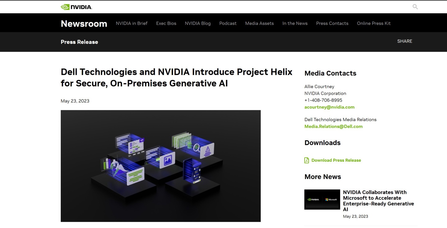 英偉達與戴爾合作推出 Project Helix,為企業定制生成式 AI